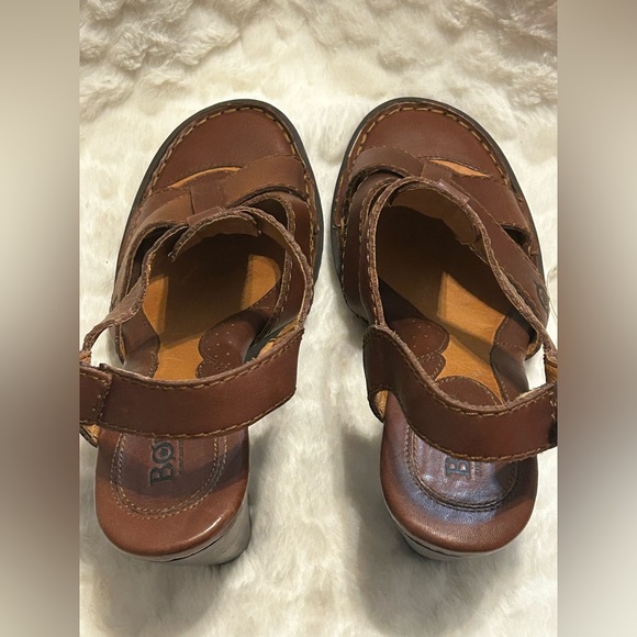 Born Chenille brown leather strappy slingback heel sandals women’s size 8M - Picture 8 of 16